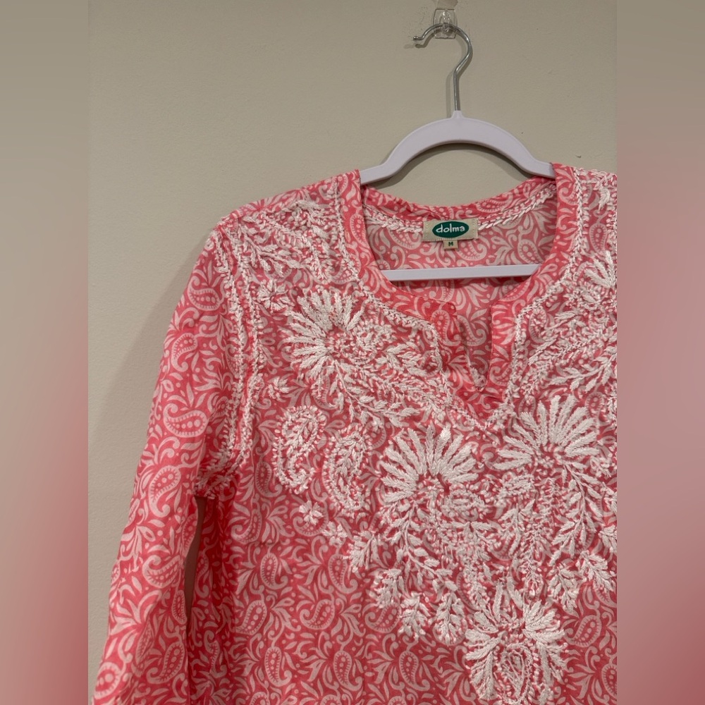 Dolman Pink Embroidered  Embellished Tunic Size Medium 2407 - Picture 5 of 13
